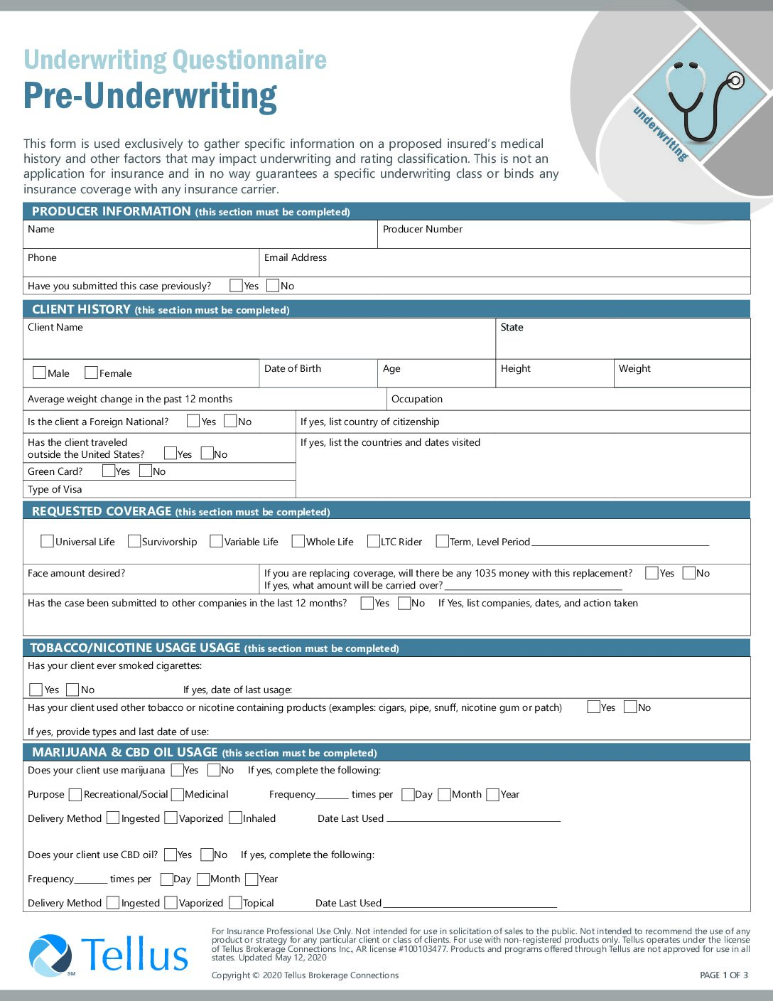 Underwriting Questionnaire